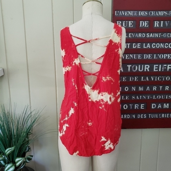 Forever 21 tie dye style top metal decorations & Criss cross open back Size M - Picture 10 of 11
